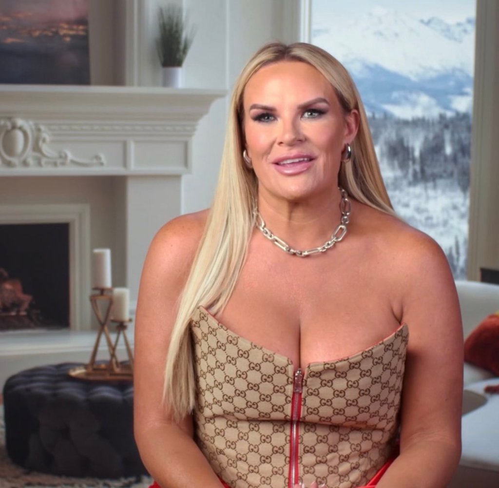 Heather Gay wears strapless Gucci dress for RHISLC season 4 confessional