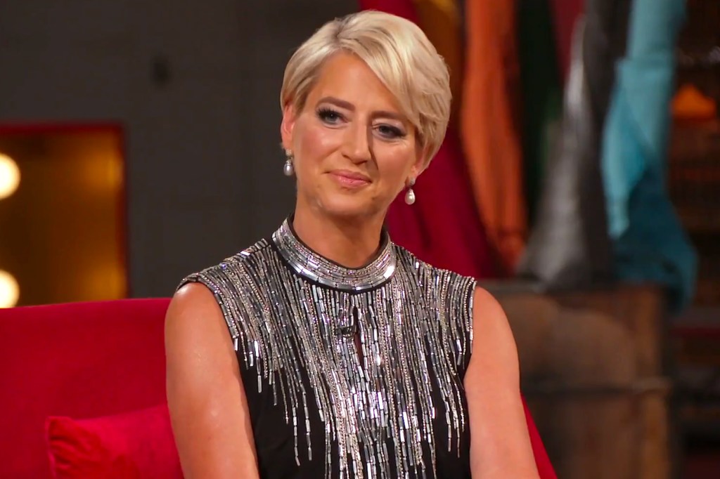Dorinda Medley smirks while being confronted about her drinking at the RHONY reunion